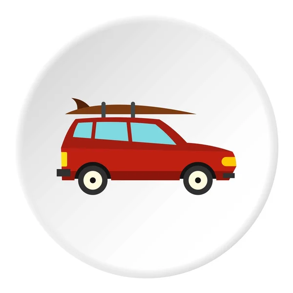 Surfplank auto pictogram, vlakke stijl — Stockvector