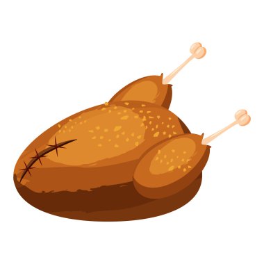 Kızarmış tavuk ikonu, çizgi film tarzı.