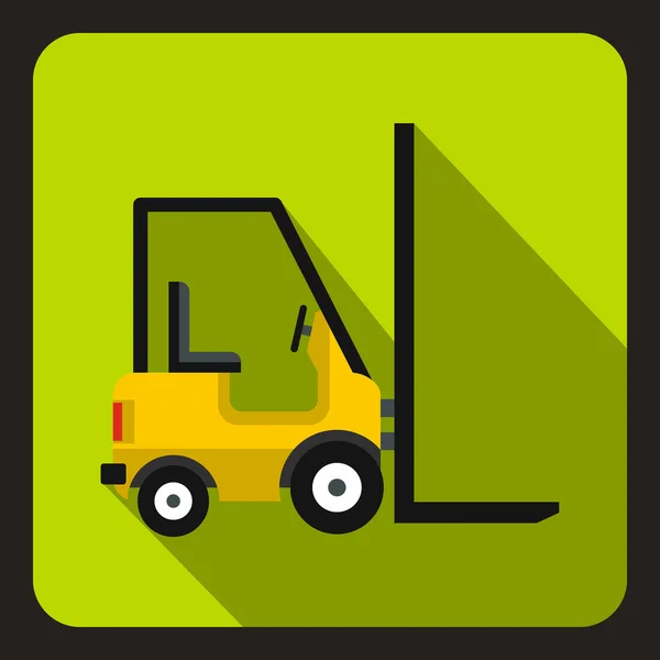 Yellow stacker loader icon, flat style — Stock Vector