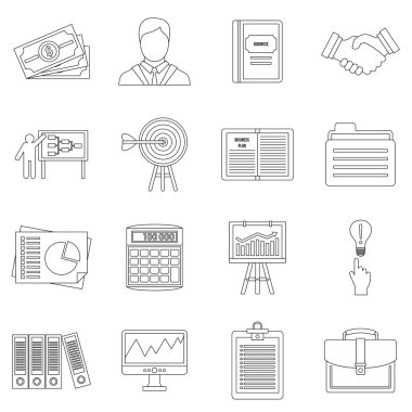 İş planı simgeler kümesi, anahat stili