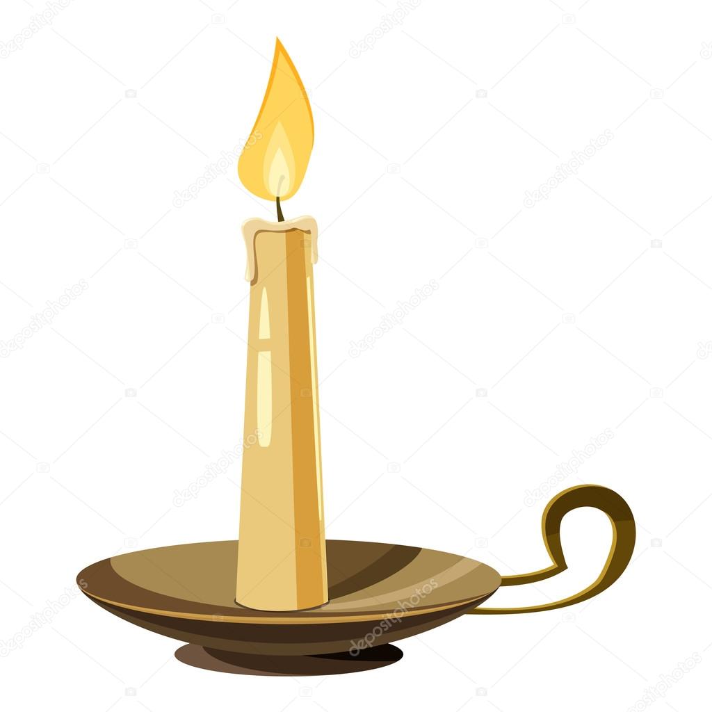 Candle icon, cartoon style