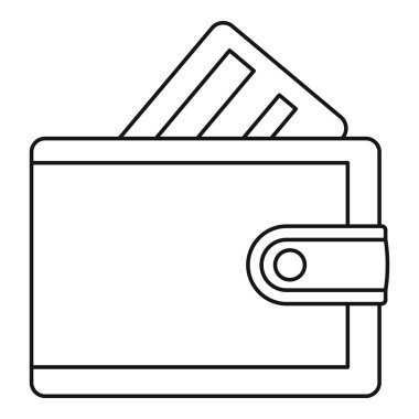 Kredi kartı simgesi, anahat stili ile cüzdan