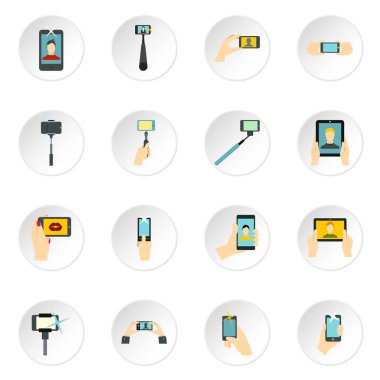 Selfie simgeler ayarla, stil düz