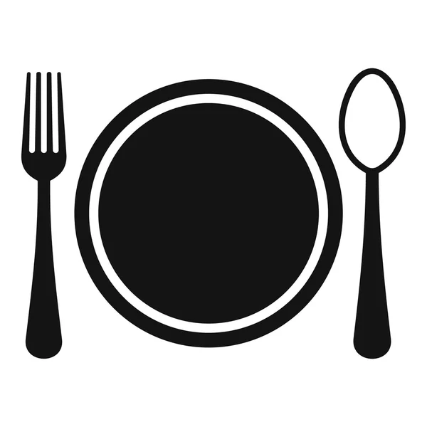 Prostírání s ikonou talíř, lžíce a vidlička — Stockový vektor