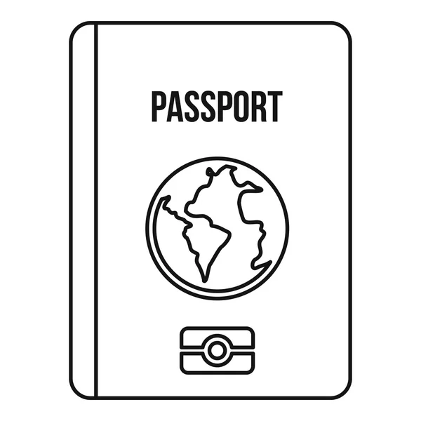 Icône passeport, style contour — Image vectorielle