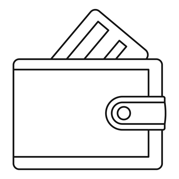 Гаманець з піктограмою кредитної картки, стиль контуру — стоковий вектор