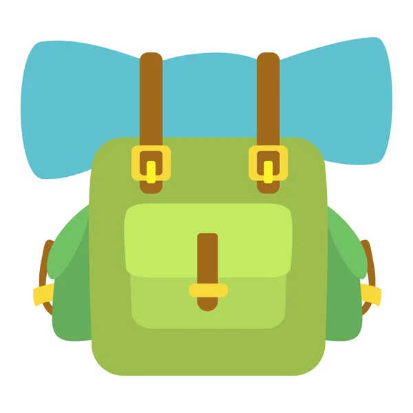 Icono de mochila verde, estilo de dibujos animados — Vector de stock