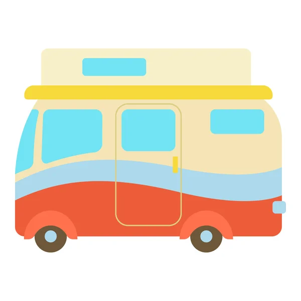 Camper van ícone, estilo dos desenhos animados — Vetor de Stock