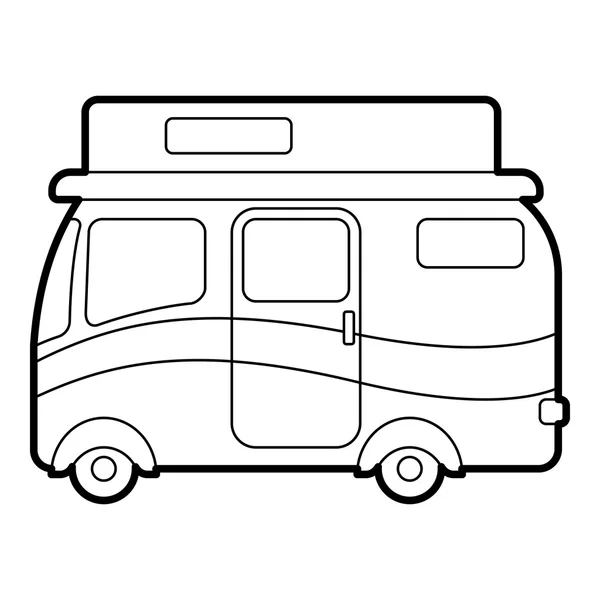 Traveling camper van icon, outline style — Stock Vector