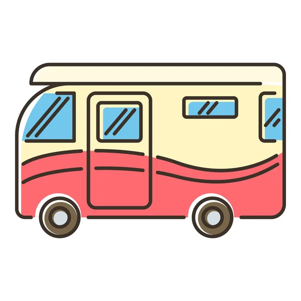 Camper van icon, flat style — Stock Vector