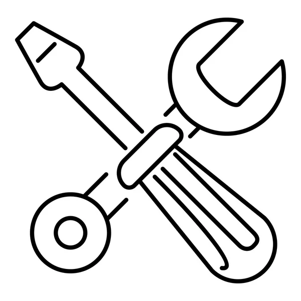 Screwdriver and wrench icon, outline style — Stock Vector