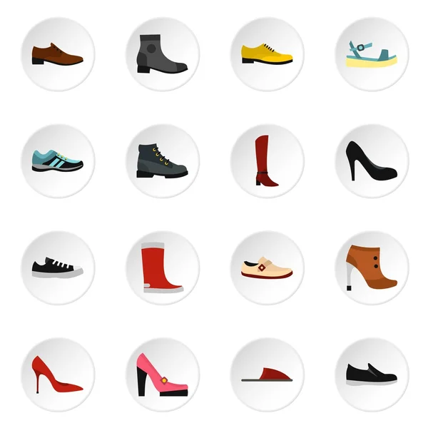 Conjunto de ícones de sapatos, estilo plano —  Vetores de Stock