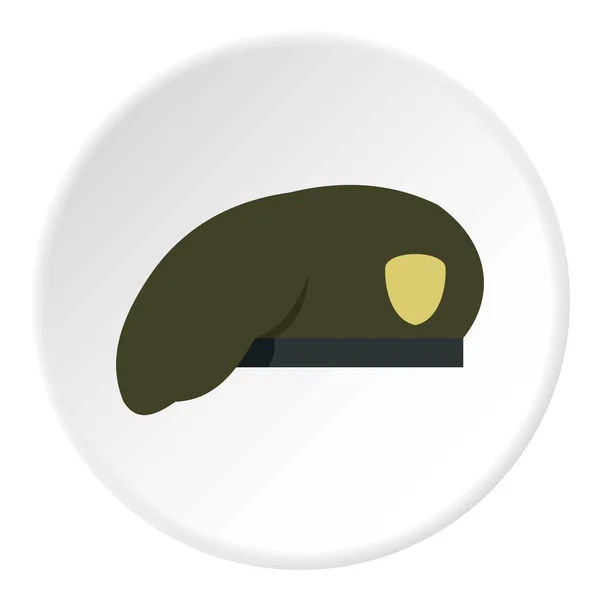 Militär grüne Baskenmütze Symbol, flacher Stil — Stockvektor