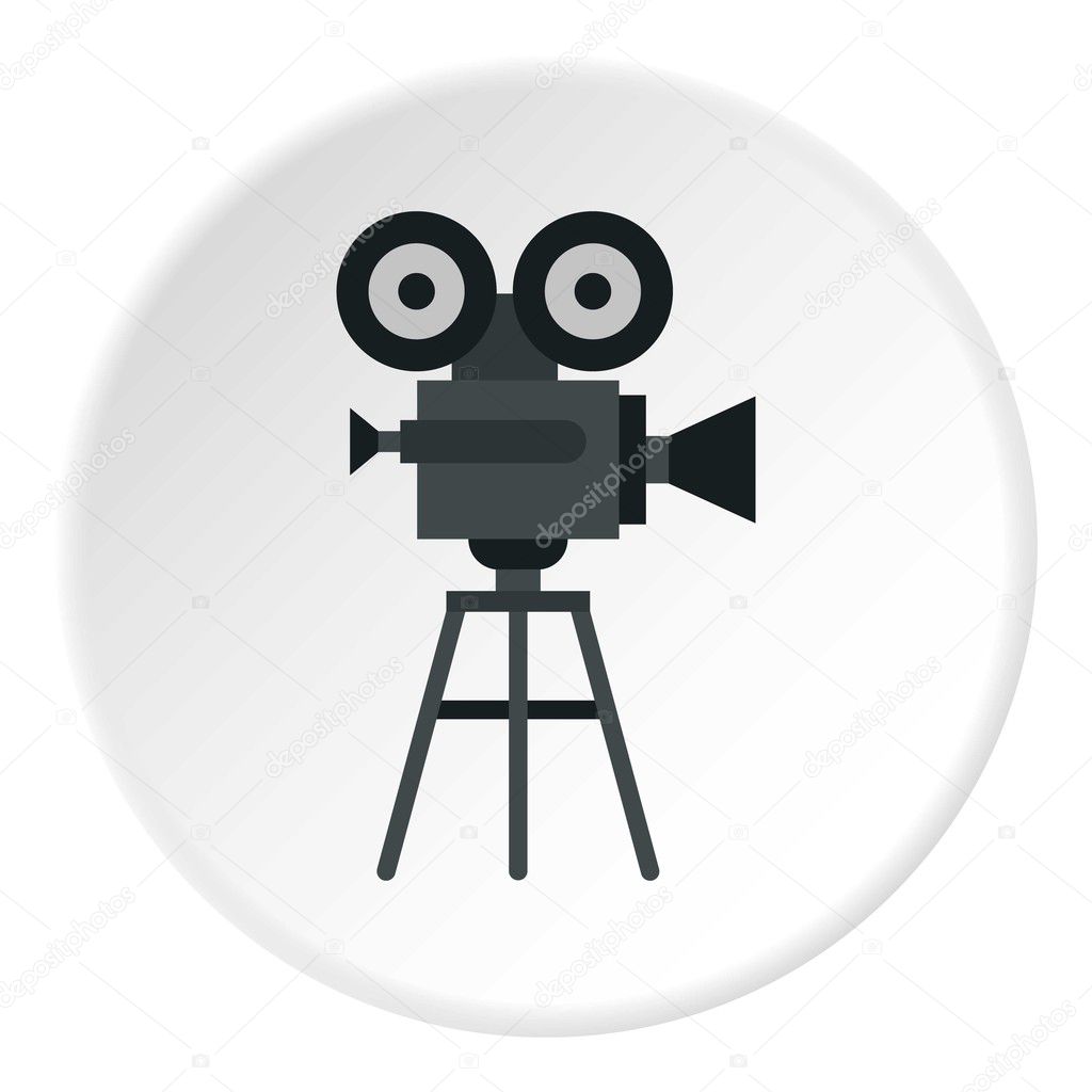 Retro film camera icon, flat style