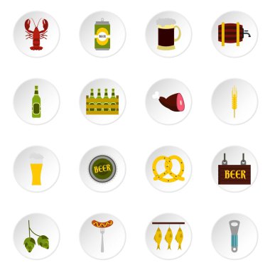 Bira Icons set, düz stil