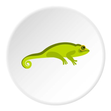 Yeşil bukalemun simgesi, düz stil