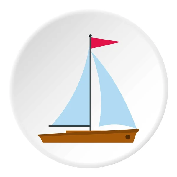 Barco con icono de velas, estilo plano — Vector de stock