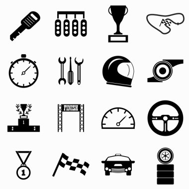 Yarış Icons set, basit tarzı