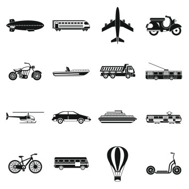 Ulaşım Icons set, basit tarzı