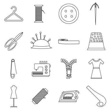Araçlar Icons set, anahat stili terzi