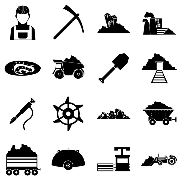 Miner Icons Set, einfacher Stil — Stockvektor