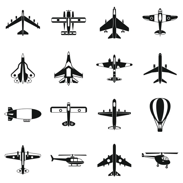Aviation ikoner set, enkel stil — Stock vektor