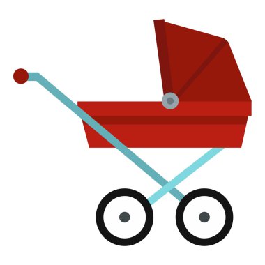Çocuk arabası bebek arabası simgesi, düz stil