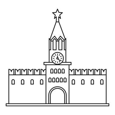 Spasskaya tower of Moscow Kremlin icon clipart