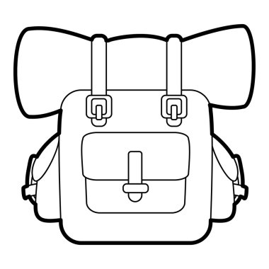 Seyahat etmek simge, anahat stili için sırt çantası