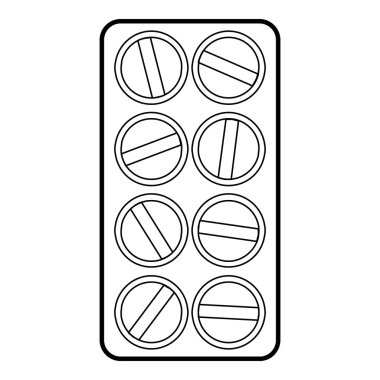 Ambalaj yuvarlak tablet simgesinin, anahat stili