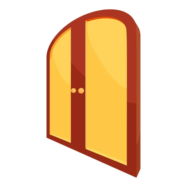 Double icône de porte jaune, style dessin animé — Image vectorielle