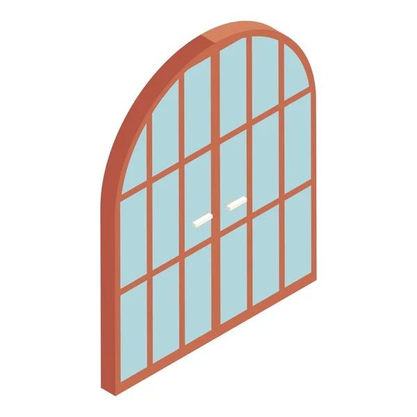 Łukowate drzwi dwuskrzydłowe ikona, stylu cartoon — Wektor stockowy