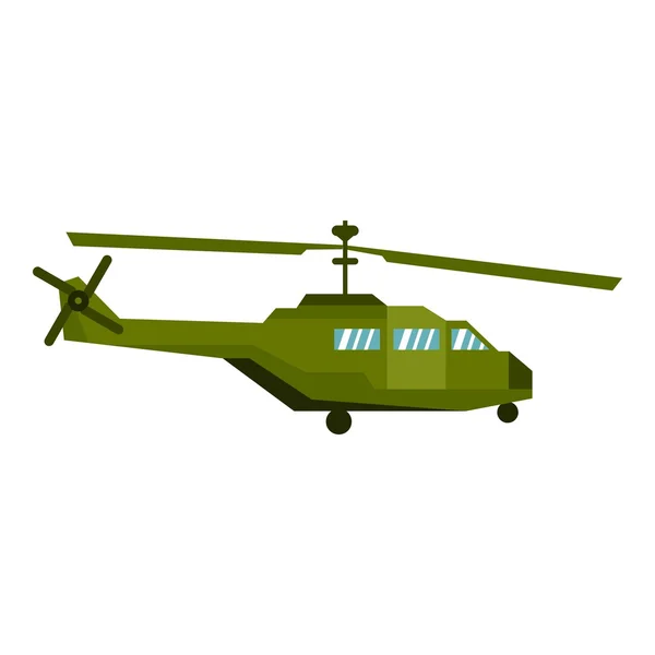 Militaire helikopter pictogram, vlakke stijl — Stockvector