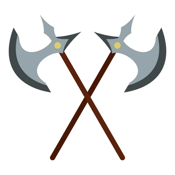 Medieval battle axe icon, flat style — ストックベクタ