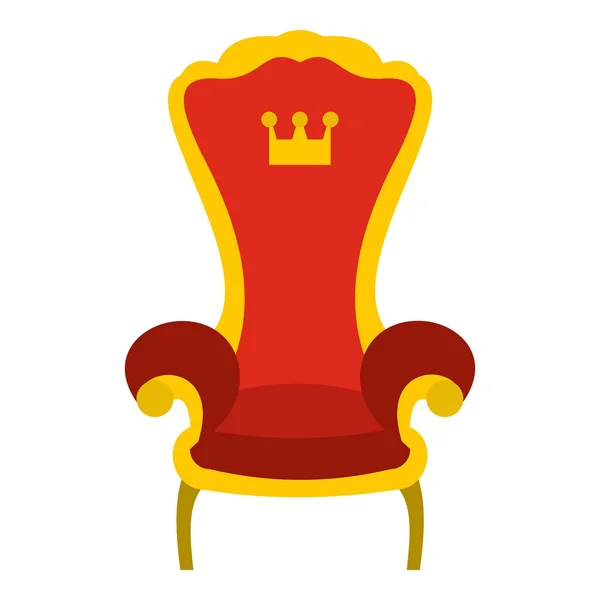 Piros, királyi trónra ikon, lapos stílusú — Stock Vector