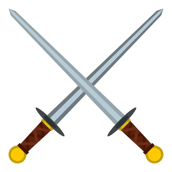 Ícone de espadas medievais, estilo plano — Vetor de Stock