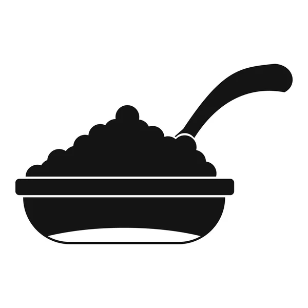 Cuenco de caviar con icono de cuchara, estilo simple — Vector de stock