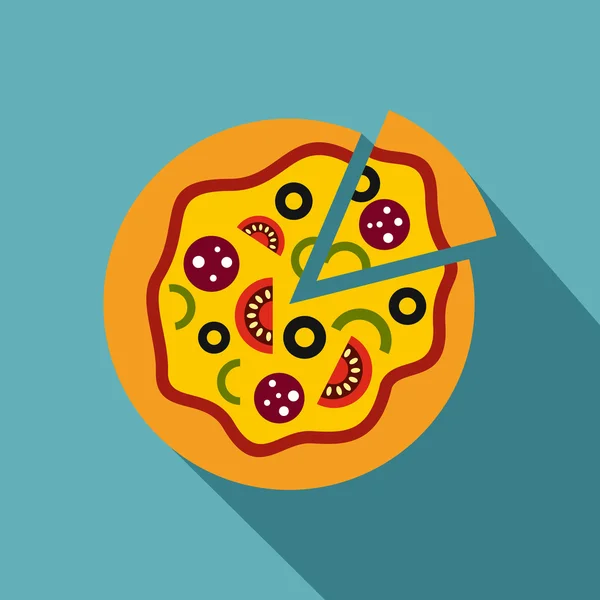 Włoska ikona pizzy, płaski styl — Wektor stockowy
