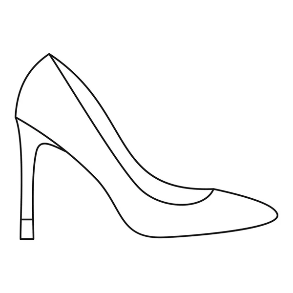 Ikon sepatu wanita tumit tinggi, gaya garis luar - Stok Vektor