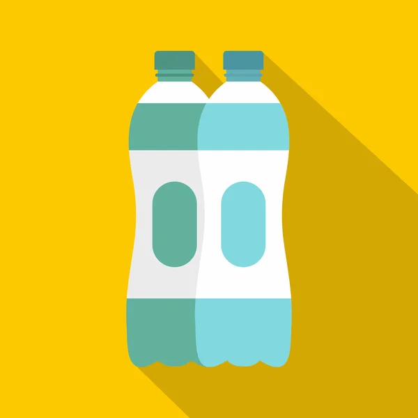 Zwei Kunststoff-Flaschen Wasser Ikone, flachen Stil — Stockvektor