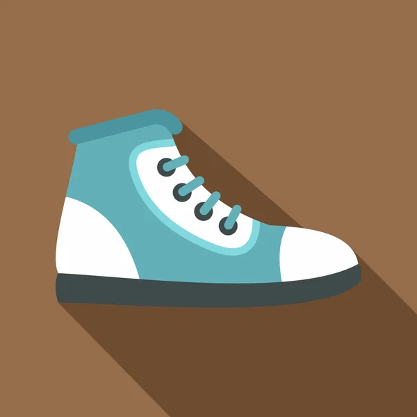 Blue athletic shoe icon, flat style — Stock Vector