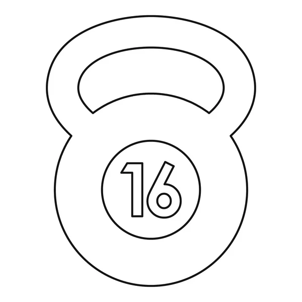 Kettlebell 16 kg icon, outline style — Stock Vector