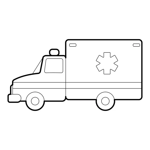 Krankenwagen-Ikone, Umriss-Stil — Stockvektor