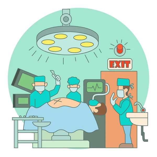 Surgical operation in hospital concept, flat style — Stock Vector