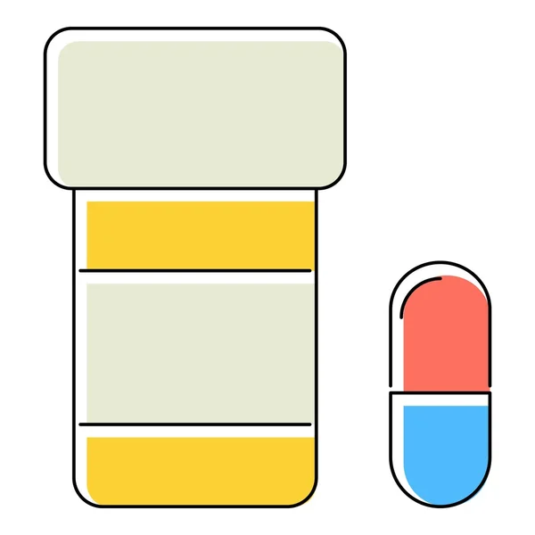 Pillen in pot pictogram, vlakke stijl — Stockvector