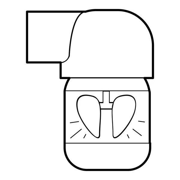 Inhalateur pour icône pulmonaire, style contour — Image vectorielle