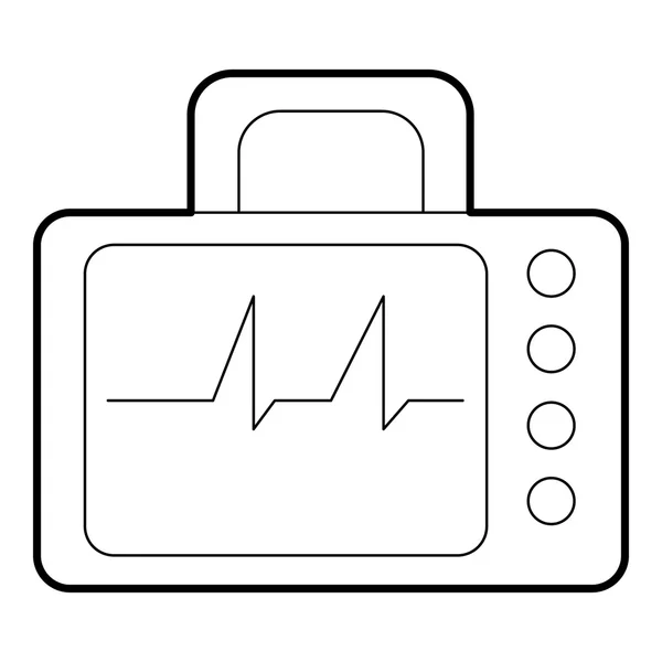 Monitor com ícone de cardiograma, estilo esboço — Vetor de Stock