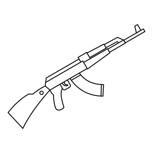 Kalashnikov AK 47 machine icon, outline style - Stock Illustration. 