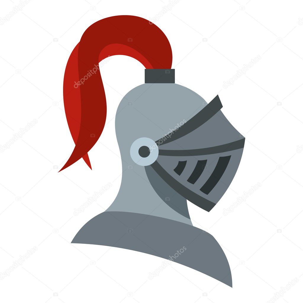 Medieval knight helmet icon, flat style Stock Vector Image by ©ylivdesign  #127394422