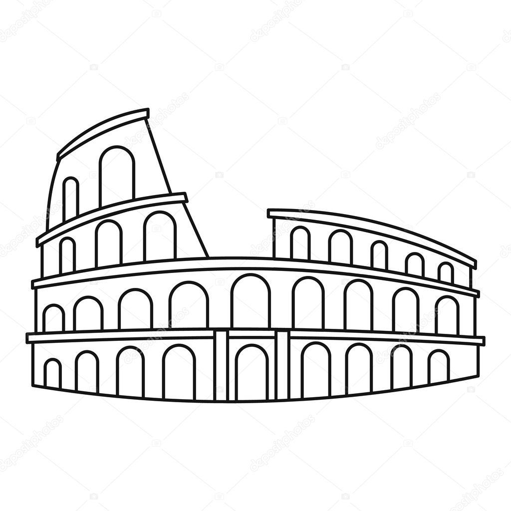 Colosseum in Rome icon, outline style